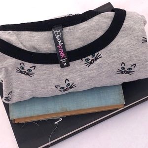 ELECTRIC PINK ⚡️ MEDIUM GRAY CAT SHIRT